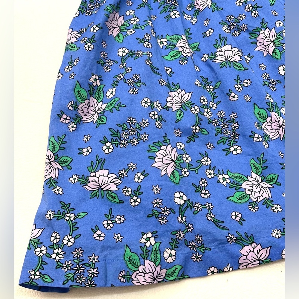 J. Crew Women’s Coastal Blue Tieback Short Sleeve Mini Floral Dress with Ruffle - Picture 3 of 16